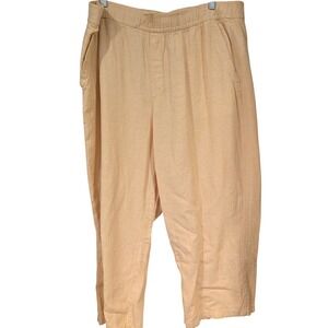 Old Navy High Rise Wide Leg Linen Blend Cropped Pants Yellow XL